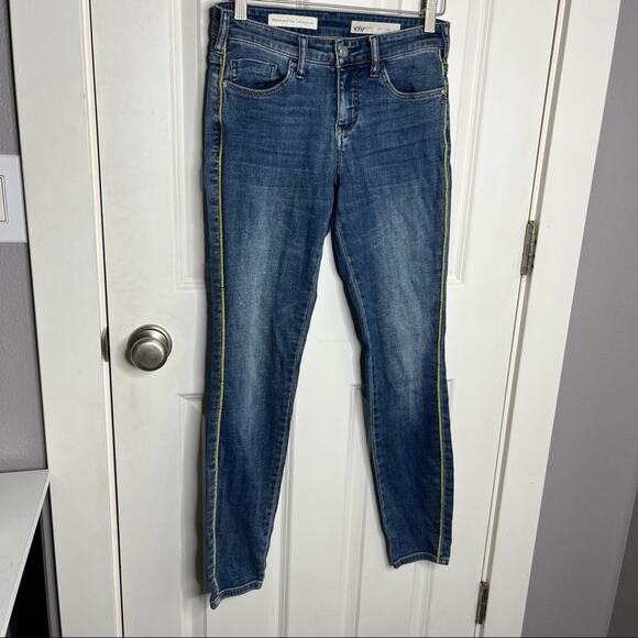 Anthropologie Pilcro Letterpress Script Side Stripe Skinny Ankle Jeans Size 26 - Picture 1 of 7